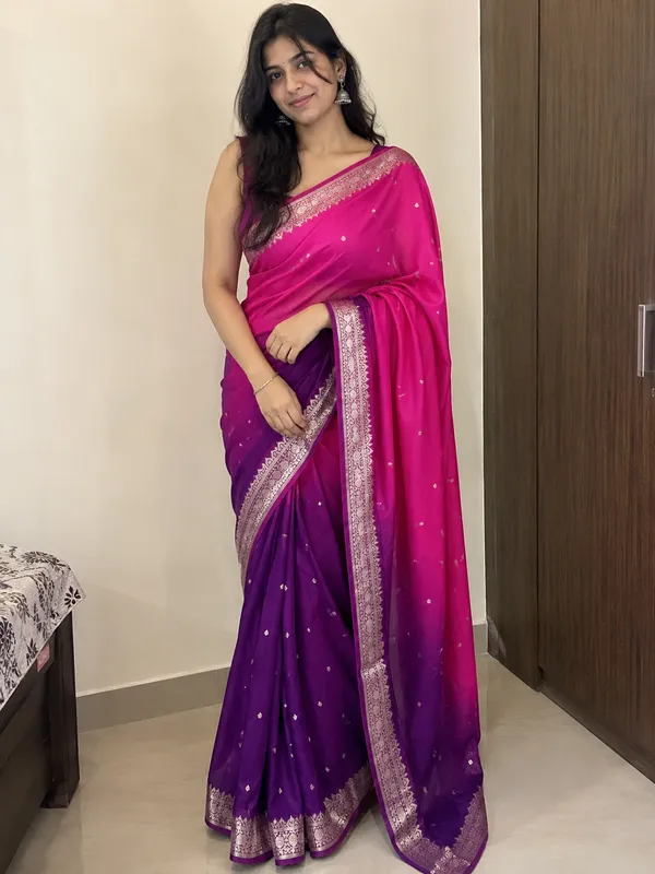 Rani_Pink_&_Royal_Purple_Crepe_Silk_Saree