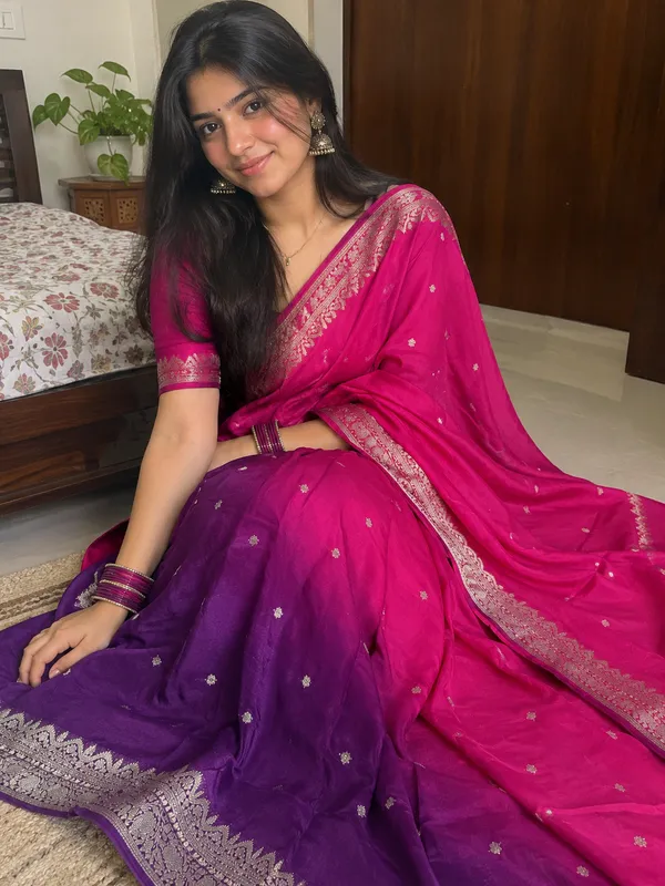 Rani_Pink_&_Royal_Purple_Crepe_Silk_Saree