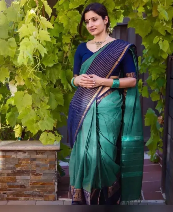 Teal_Green_Narayanpet_Cotton_Saree_For_Women