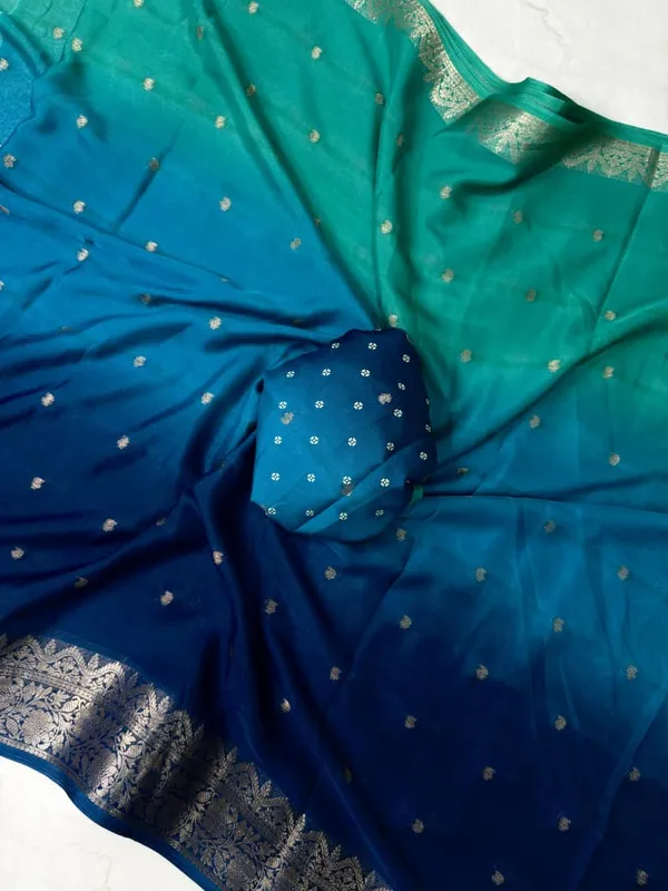 Teal_Green_&_Royal_Blue_Crepe_Silk_Saree