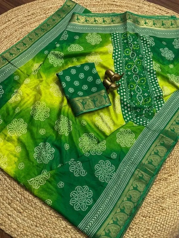 Dark_Green_Bandhani_Print_Saree