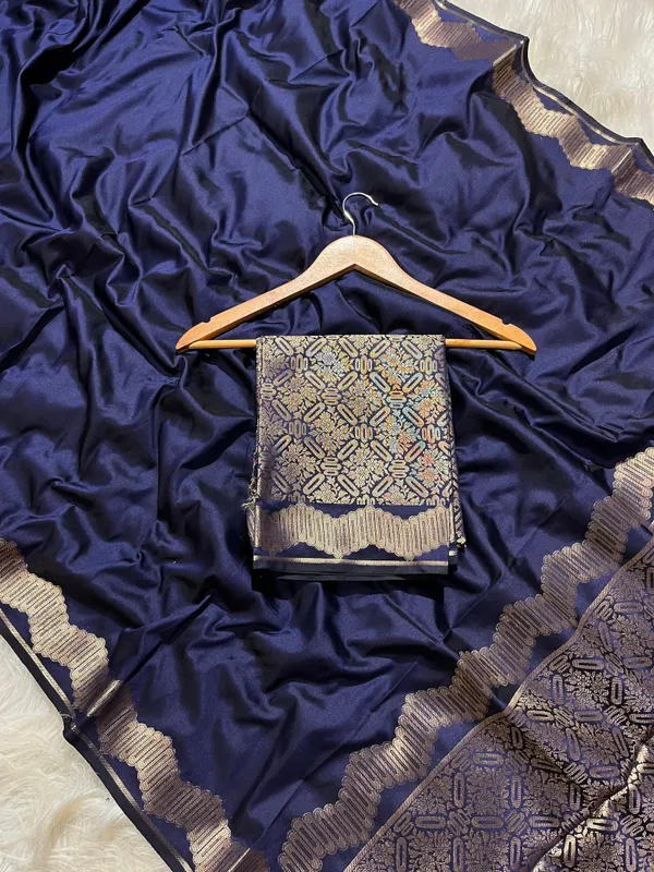 Navy_Blue_Banarasi_Semikatan_Silk_Saree_with_Blouse_Piece