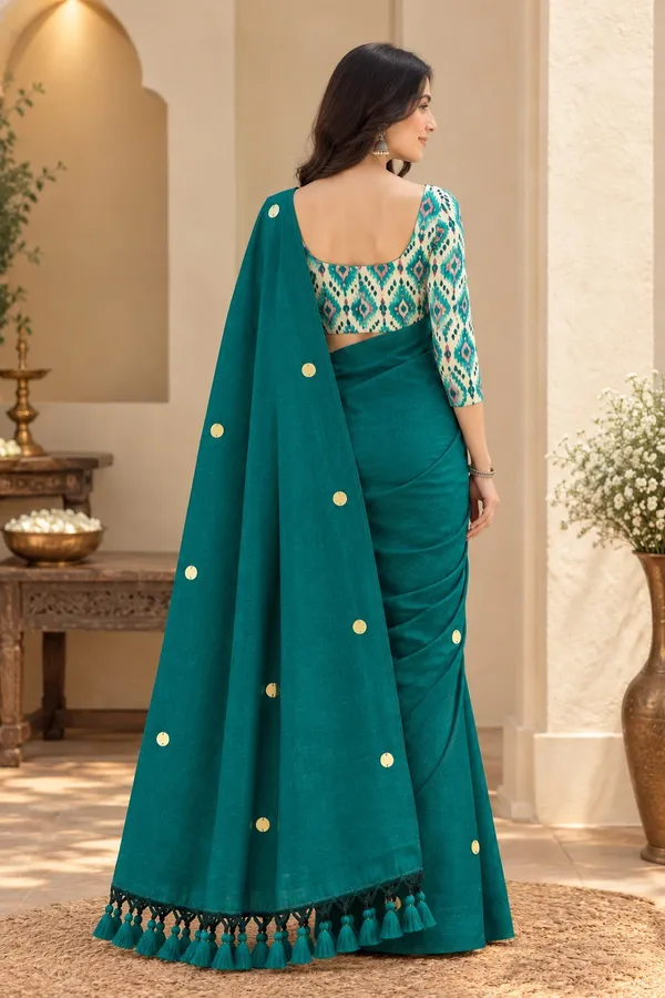 Vaishagri_Teal_Green_Khadi_Cotton_Saree_for_Women