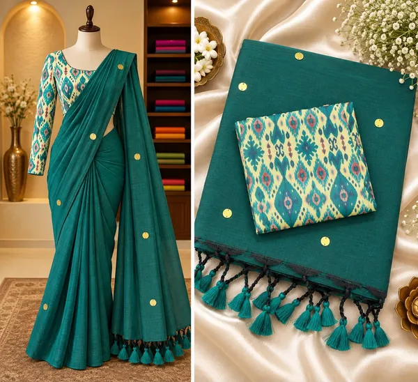 Vaishagri_Teal_Green_Khadi_Cotton_Saree_for_Women