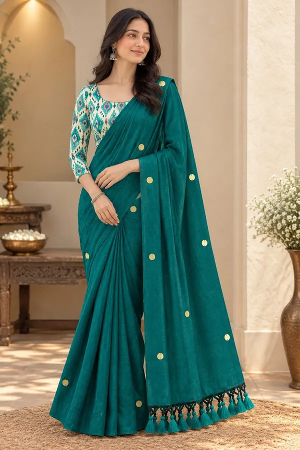 Vaishagri_Teal_Green_Khadi_Cotton_Saree_for_Women