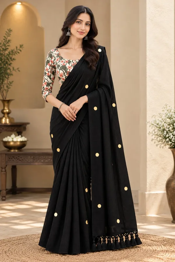 Vaishagri_Black_Khadi_Cotton_Saree_for_Women