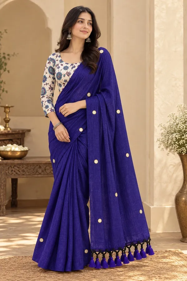 Vaishagri_Royal_Blue_Khadi_Cotton_Saree_for_Women