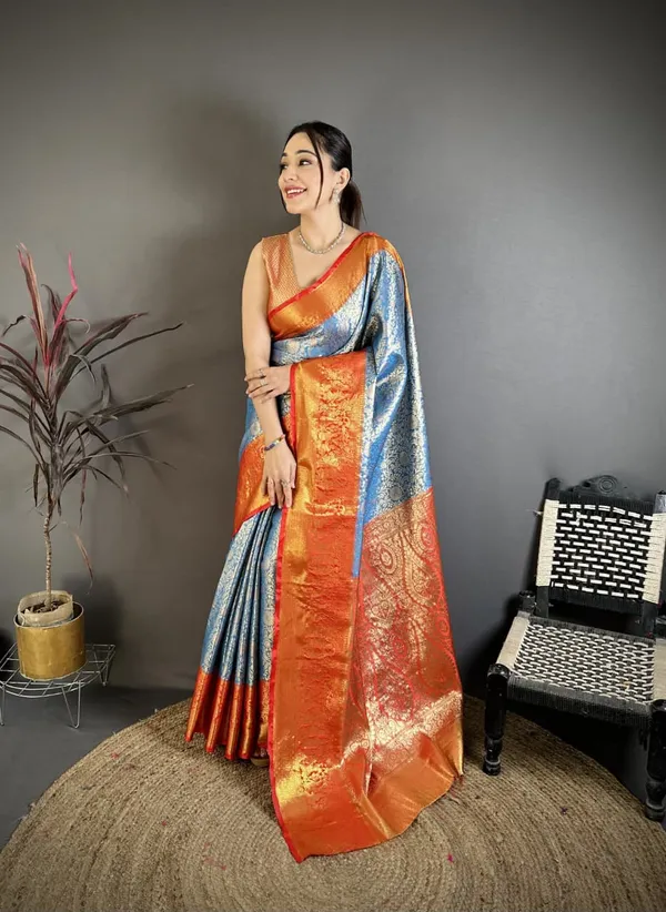 Vaishagri_Dusty_Blue_Kanjivaram_Silk_Saree_For_Women