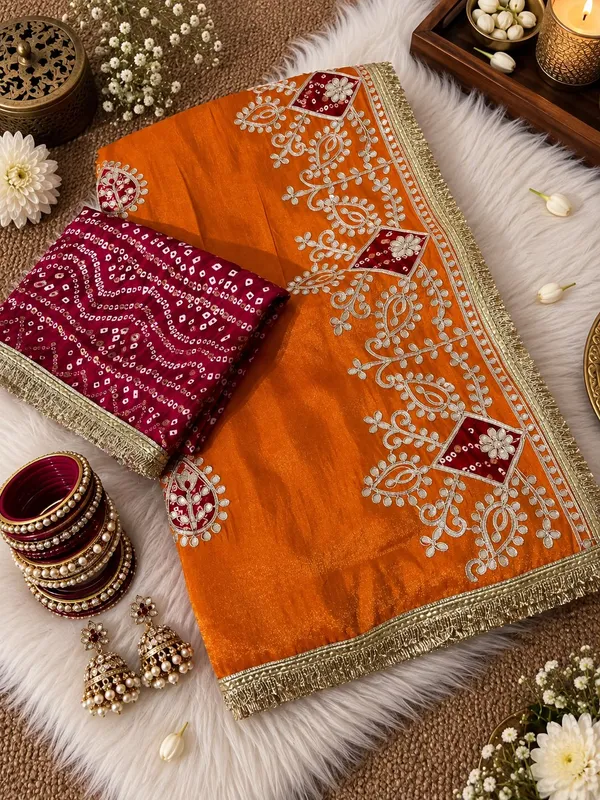 Vaishagri_Orange_Karwa_Chauth_Speacial_Saree
