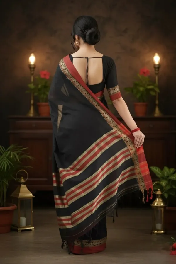 Vaishagri_Black_Elephant_Border_Narayan_Peth_Saree_For_Women