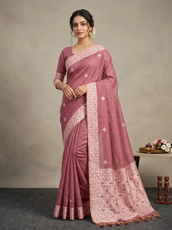 Vintage_Rose__Chanderi_cotton_with_Jamdani_pallu