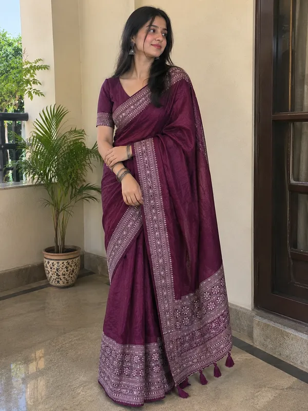 Wine_Purple_Pure_Arjakh_Satin_Silk_Saree_with_Designer_Printed_Border