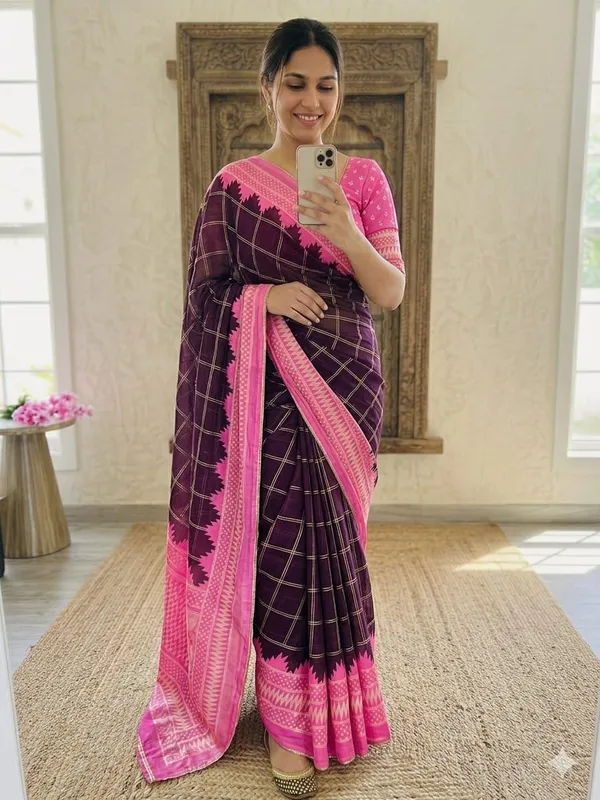 Wine_Trending_Georgette_Saree_For_Women