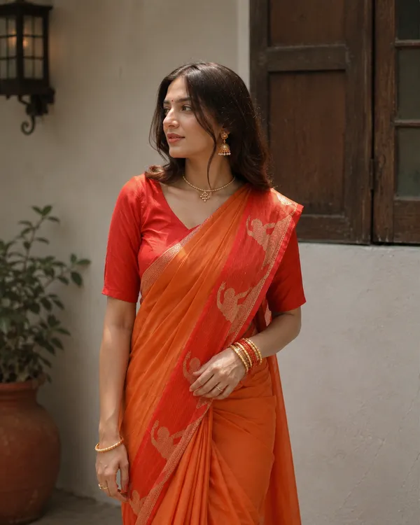 Orange_Elegant_Narayan_Peth_Cotton_Saree.