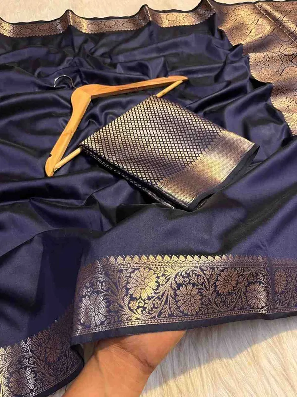 Navy_Blue_Premium_Quality_Semi_Silk_Saree_with_Blouse_Piece