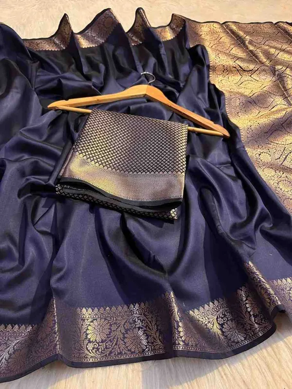 Navy_Blue_Premium_Quality_Semi_Silk_Saree_with_Blouse_Piece