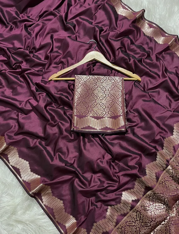 Dark_Wine_Banarasi_Semikatan_Silk_Saree_with_Blouse_Piece