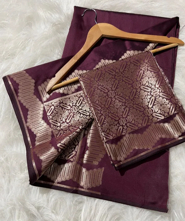 Dark_Wine_Banarasi_Semikatan_Silk_Saree_with_Blouse_Piece