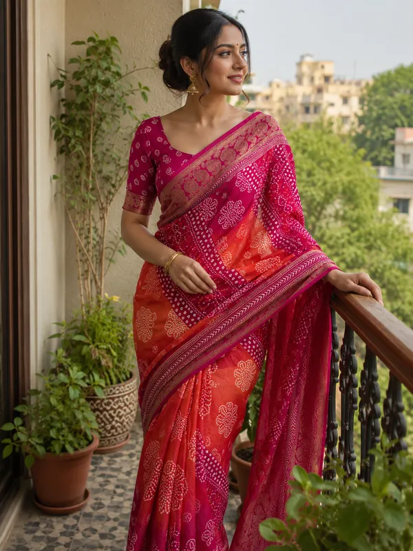 Red_Bandhani_Print_Saree