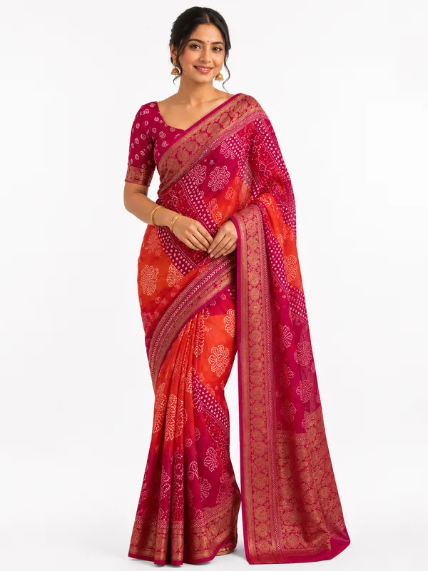 Red_Bandhani_Print_Saree