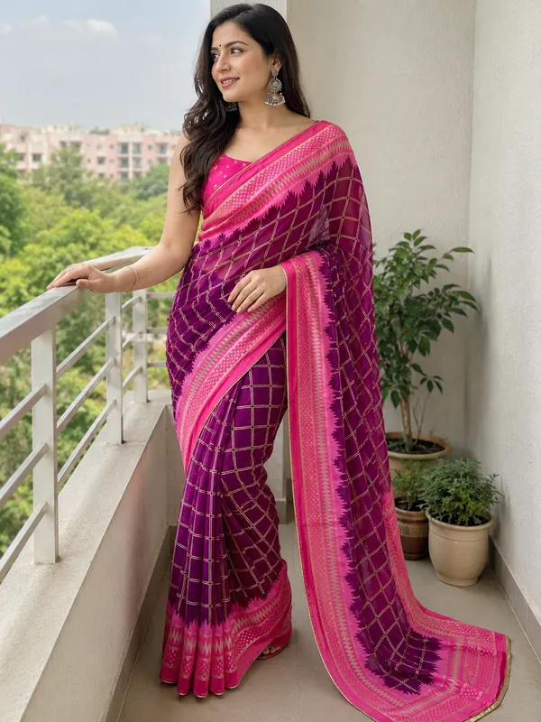 Wine_Trending_Georgette_Saree_For_Women