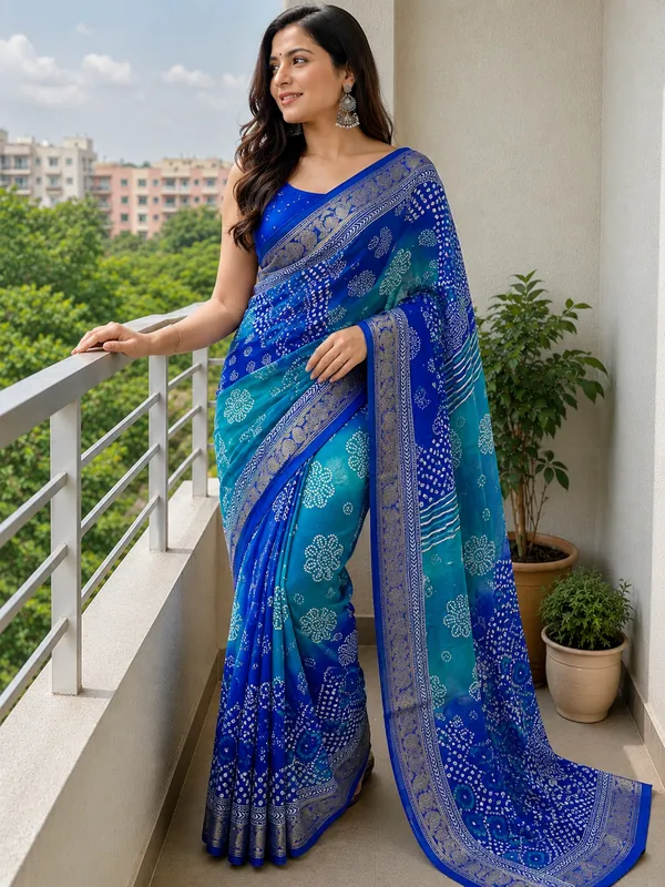 Royal_blue_Bandhani_Print_Saree