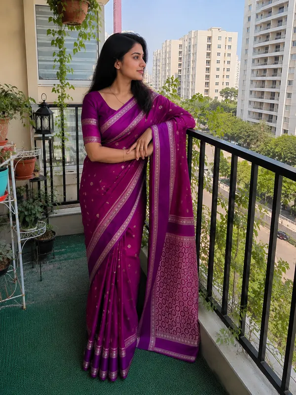 Magenta_Lichi_Silk_Saree_For_Women