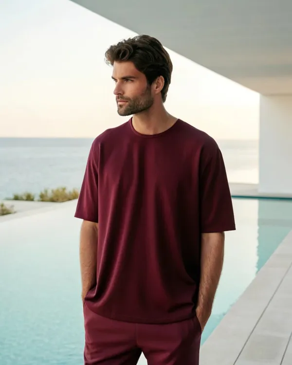 Men's_Maroon_Oversized_T-Shirt_-_Premium_Cotton_Crew_Neck_Half_Sleeve_Top
