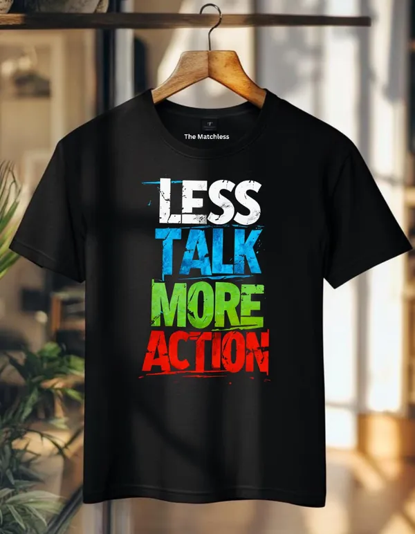 Less_Talk_More_Action_Motivational_Graphic_Oversized_T-Shirt_-_Black