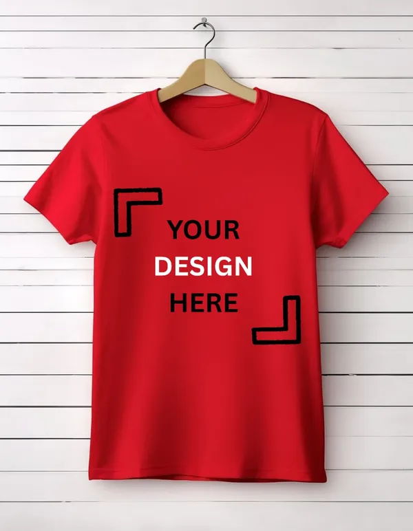 Custom_Printed_Round_Neck_T-Shirt_-_Red_(Unisex)