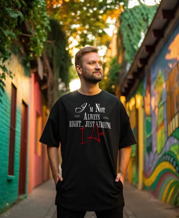 I'm_Not_Always_Right_Just_Kidding_I_Am_Printed_Black_Oversized_T-Shirt