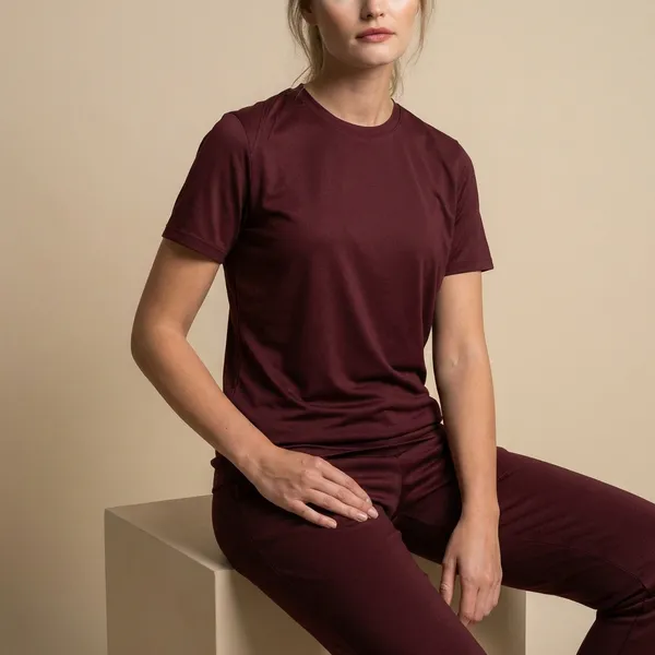Maroon_Cotton_Blend_Athleisure_T-Shirt_for_Women