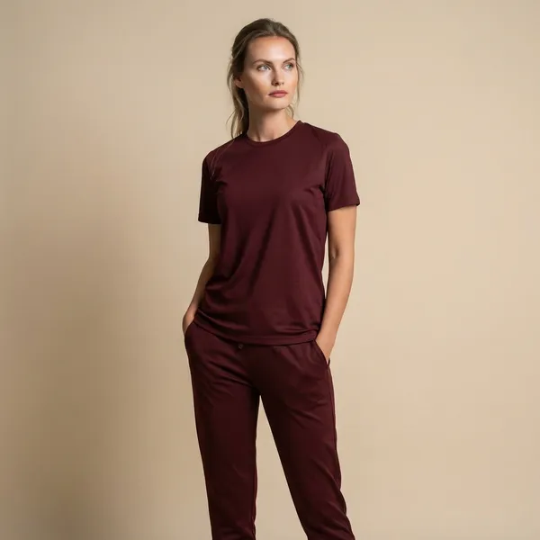 Maroon_Cotton_Blend_Athleisure_T-Shirt_for_Women