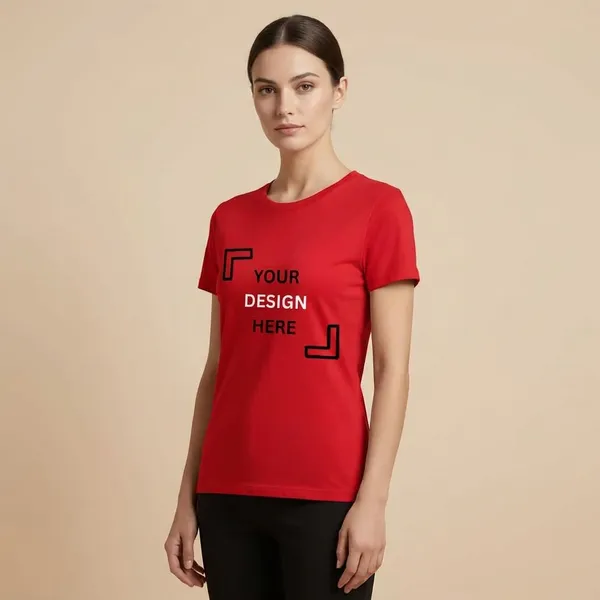 Custom_Printed_Round_Neck_T-Shirt_-_Red_(Unisex)