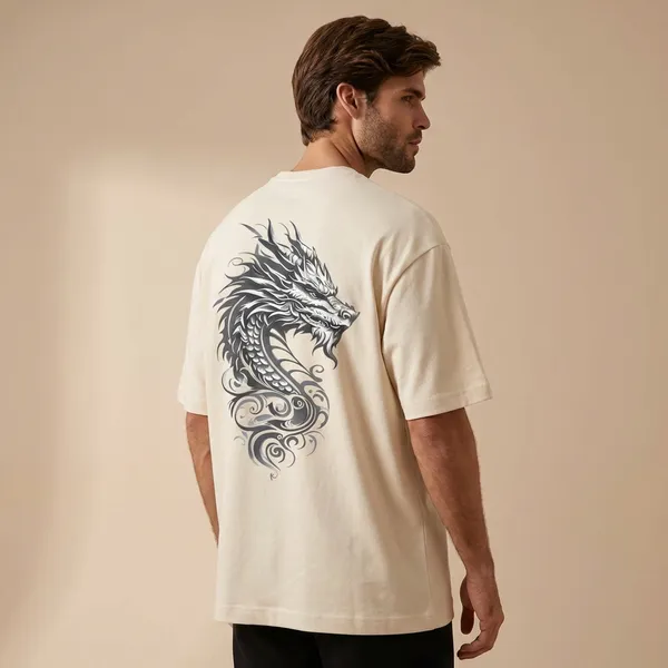 Beige_Oversized_T-Shirt_with_Dragon_Print_for_Men