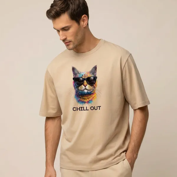 Chill_Out_Cool_Cat_Graphic_Oversized_T-Shirt_-_Beige
