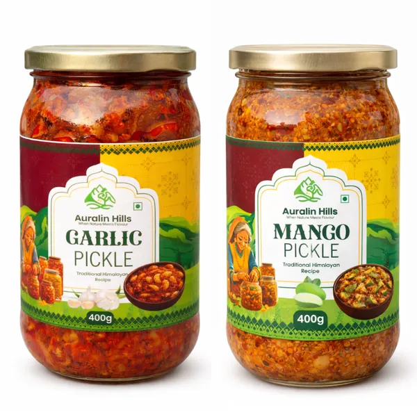Auralin_Hills_Pickle_Combo_Offer_|_Garlic_&_Mango_Pickle_with_FREE_Tulsi_Green_Tea_|_Limited_Time_Deal