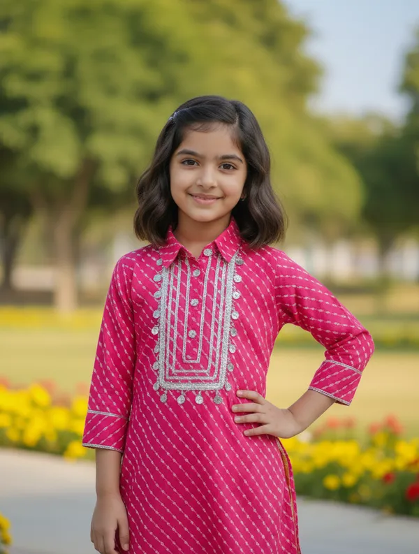 Pink_Cotton_Kurta_Set_For_Girls