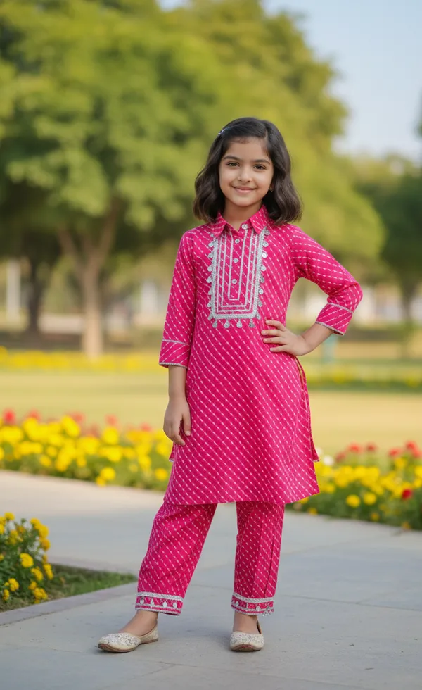 Pink_Cotton_Kurta_Set_For_Girls