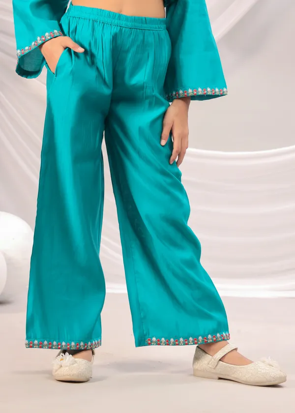 Sea_Green_Silk_Kurta_Set_For_Girls