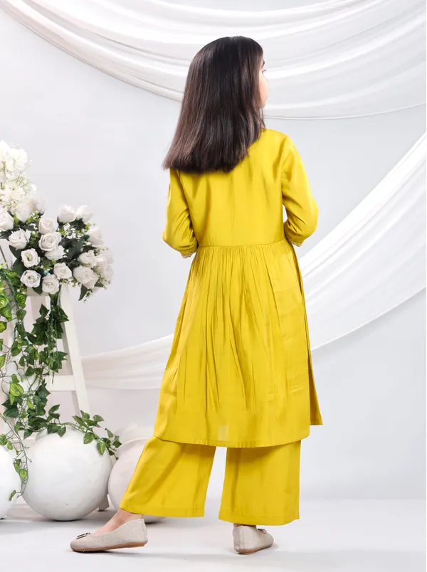 Mustard_Silk_Kurta_Set_For_Girls
