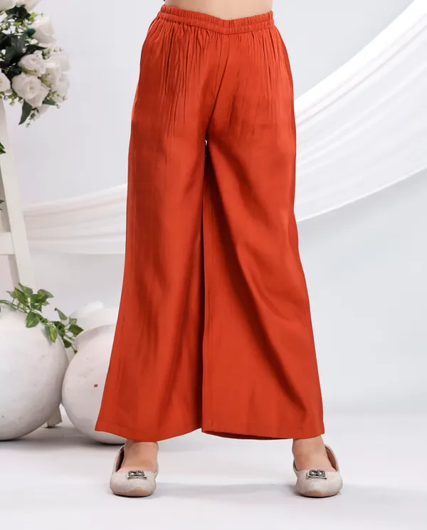 Rust_Silk_Kurta_Set_For_Girls