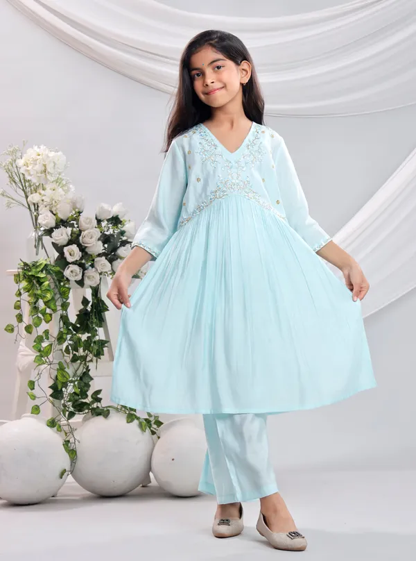 Sky_Blue_Silk_Kurta_Set_For_Girls