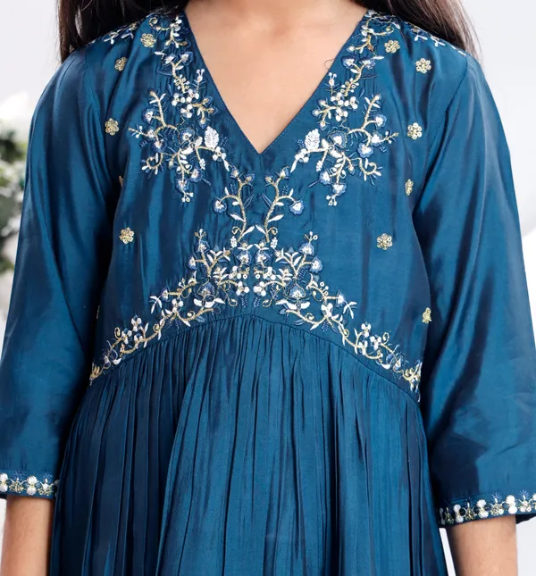 Dark_Blue_Silk_Kurta_Set_For_Girls