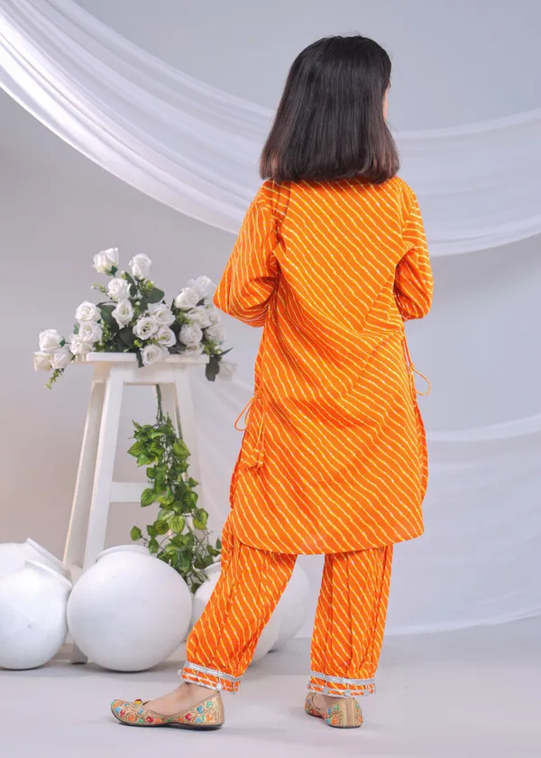 Orange_Cotton_Kurta_Set_For_Girls