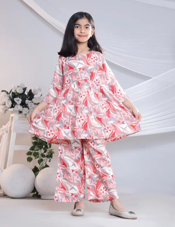 Red_Cotton_Co-ord_Set_For_Girls