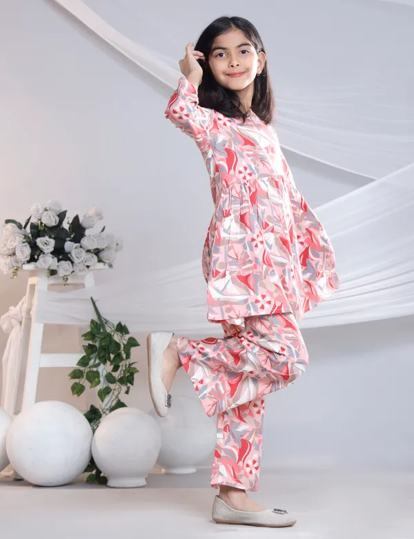 Red_Cotton_Co-ord_Set_For_Girls