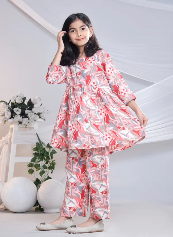Red_Cotton_Co-ord_Set_For_Girls