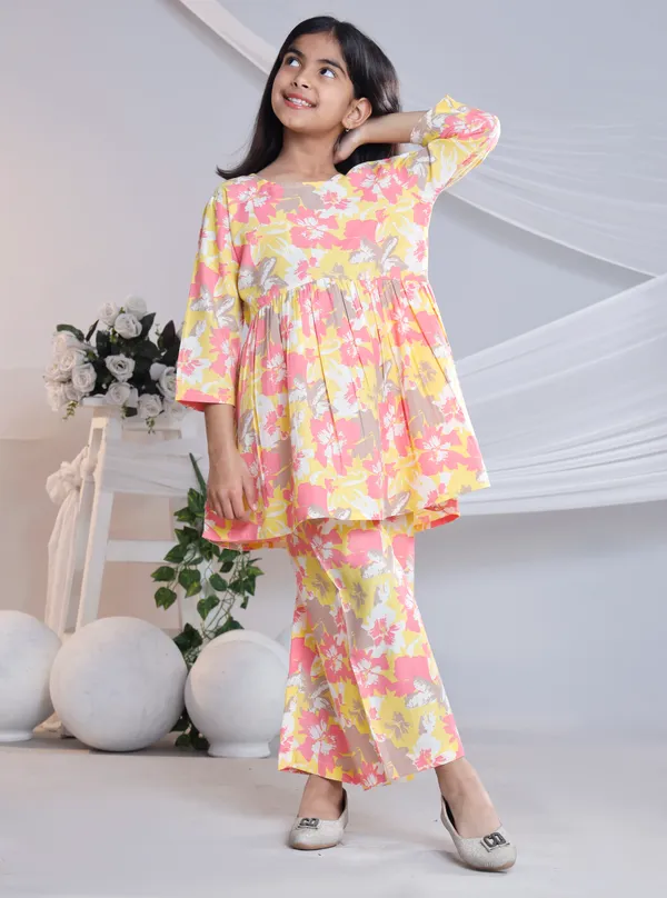 Yellow_Cotton_Co-ord_Set_For_Girls