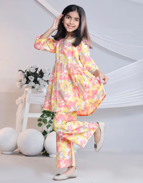 Yellow_Cotton_Co-ord_Set_For_Girls